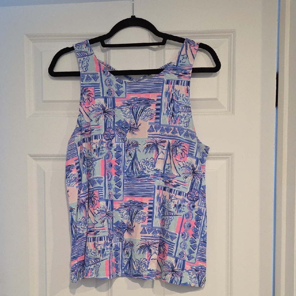 Lilly Pulitzer Pink and Blue Tropical Tank Top